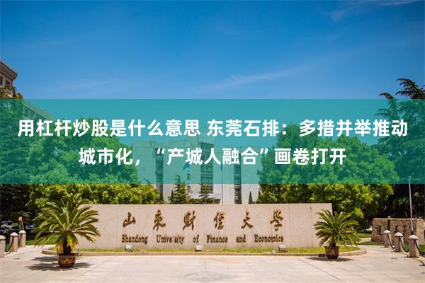 用杠杆炒股是什么意思 东莞石排：多措并举推动城市化，“产城人融合”画卷打开